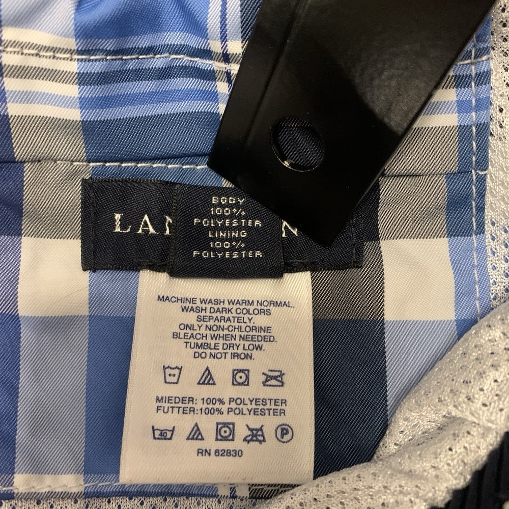 Land's End Swim Trunks Men's Medium 32-33 Blue Plaid Shorts‎ Drawstring - Picture 4 of 8